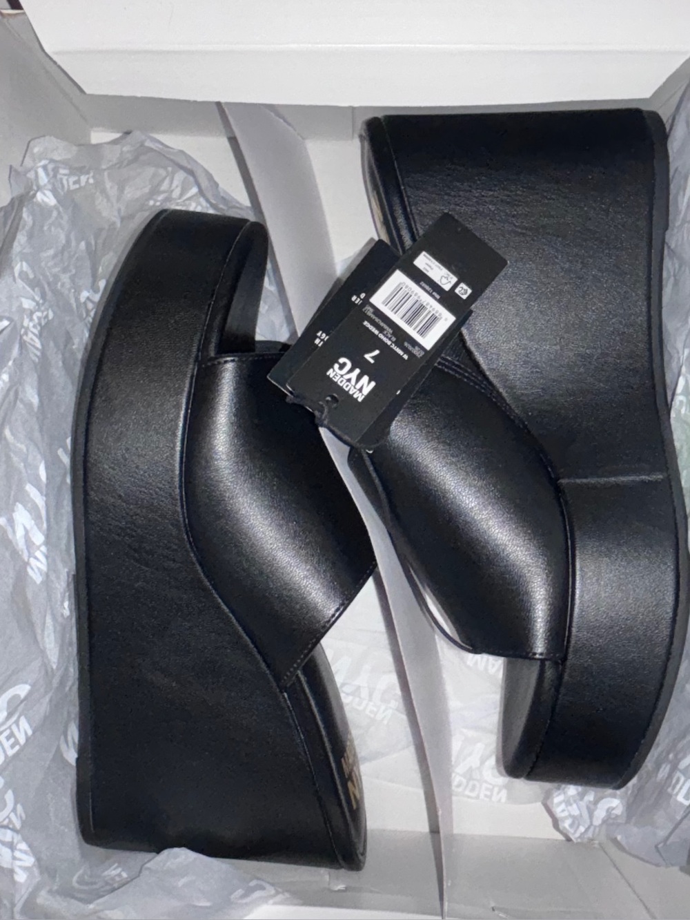 Madden NYC Black Platform Boho Wedge Slide on Sandals - Women's 7 - Picture 12 of 15